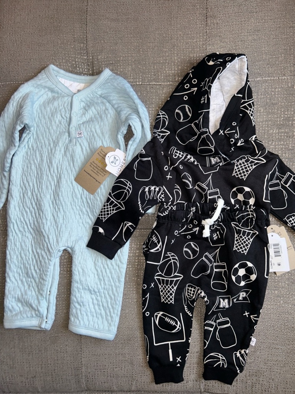 Baby boy bundle- coverall and hoodie set outfits.
